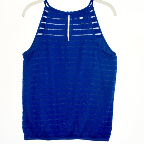 NEW INC International Concepts Blue Sleeveless Halter Blouse - Medium - Picture 2 of 10